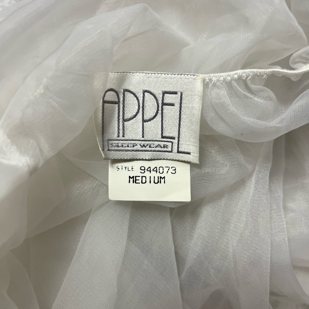 Vintage Appel Nightgown Robe Full Length Set Medium Sheer Beaded Lace White - Picture 9 of 11